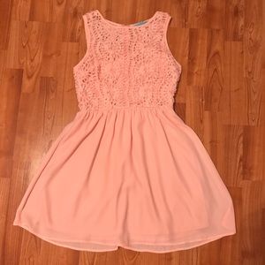 Francesca’s Pink Lace Top Dress